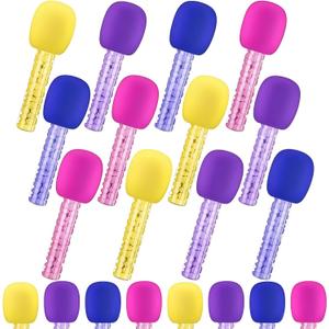 12 Pcs Microphone Candy Tubes Plastic Kpop Karoke Theme Party Decorations Simulated Microphone Singing Prop for Kids Birthday Goody Bag Fillers Party Game Favors (Candy Not Included)