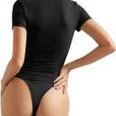 SUUKSESS Women Double Lined Fitted Basic Tee Crew Neck Short Sleeve Y2K Crop Top (Black, M)