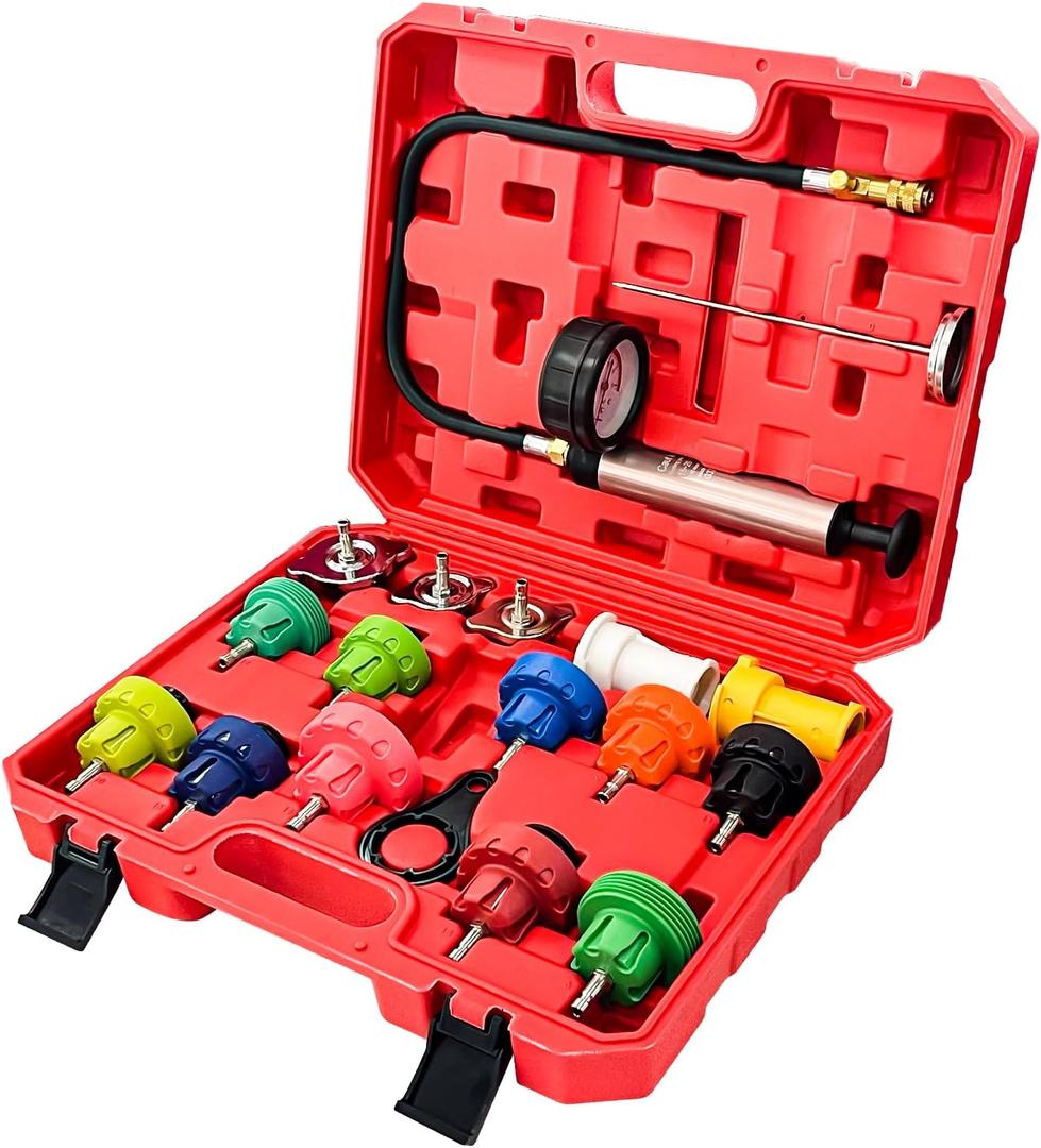 18PCS Universal Radiator Pressure Tester, Pressure Leak Test Tool kit for Leak Detection of Water Tank of Automobile Cooling System
