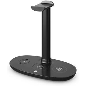 4 in 1 Wireless Charging Station with Headphone Stand Headset Holder for Apple Devices, 15W Wireless Charger for Apple Watch, AirPods Max/Pro/Pro 2/AirPods 4/ iPhone 16/15/14/13/12 LG, Galaxy, Huawei