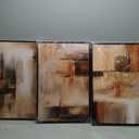 ASDCEUTICALS Large Canvas Wall Art - Brown and Beige Abstract Pictures for Living Room Vintage Wall Decor Retro Rustic Paintings Black Float Framed for Bedroom Dinning Room 16" X 24" X 3 pcs