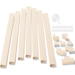 126in Cord Hider Kit, ZhiYo Wire Hiders for TV on Wall, Paintable Cable Management Kit, Wire Cover for Wall Mount TV, Beige Cable Raceway, Cord Cover Wall Wire Management Kit, 8xL15.7in W1.18inH0.67in
