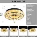 Dia 16" Modern Crystal Chandeliers Chandelier Dimmable Flush Mount Ceiling Light for Bedroom Living Room Dining Room 3 Rings LED Lighting Fixtures Black