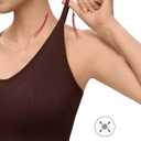 NANJI Seamless Sports Bra for Women - Padded Racerback Y Bra Low Impact Removable Pad for Fitness Gym Yoga Workout Top (Brown, S)