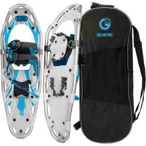 G2 21/25/30/36 Inches Light Weight Snowshoes for Women Men Youth, Set with Tote Bag, Special EVA Padded Ratchet Binding, Heel Lift, Orange/Blue 