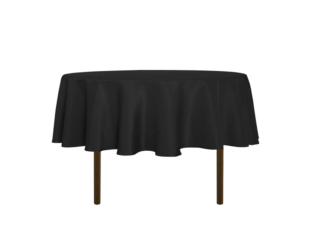 sancua Round Tablecloth - 60 Inch - Water Resistant Spill Proof Washable Polyester Table Cloth Decorative Fabric Table Cover for Dining Tables, Buffet Parties and Camping, Black