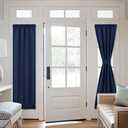 NICETOWN Blackout French Door Curtain - Thermal Insulated Side Door Window Curtain Panel Drape for Front Entry Way/Kitchen/Dining Room/Bathroom, Navy, 1 Panel, 25W by 72L inches