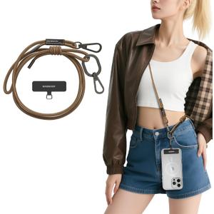 MAGEASY Universal Cell Phone Lanyard - Anti-Theft Rope Crossbody Phone Strap for iPhone 17 Pro Max & Most Smartphones, for Men & Women | 6mm Khaki