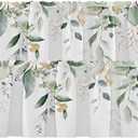 Emvency 2 Pack Valances Window Treatments Green Eucalyptus Leaves Summer Blackout Drapes Adjustable Curtain Valances for Windows Living Room Kitchen Over Sink 12x52 Rod Pocket