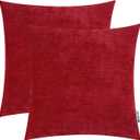 HWY 50 Red Decorative Throw Pillow Covers 20x20 Inch for Couch Sofa Living Room, Chenille Soft Comfy Solid Square Throw Pillows Cases Set Cushions Cover Pack of 2