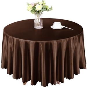 Homiest 1 Pack 84 Inch / 7ft Round Tablecloth Satin Table Cover, Dark Brown Table Cloth Overlay Bright Table Decorations, Silky Satin Dining Table Cloths for Wedding Reception Graduation Banquet, Chocolate Brown