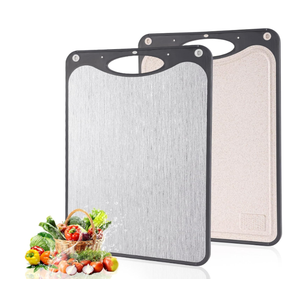 Titanium Cutting Boards For Kitchen, Double Sided Cutting Board, Food Grade Titanium And Wheat Straw PP Chopping Board, Easy To Clean, Large Size 15”×10” Dark Gray 