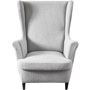 HZDHCLH Waterproof Wingback Chair Slipcovers 2 Piece,Stretch Spandex Wing Chair Covers for Living Room,Washalbe Armchair Sofa Slipovers (Light Gray) (B6)