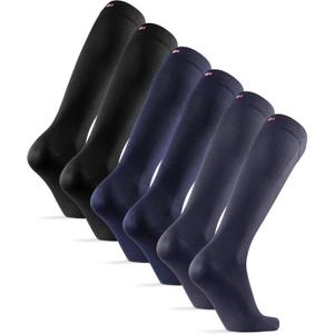 DANISH ENDURANCE Knee-High Dress Socks for Men & Women, 3-Pack (Large, Multicolor (1x Black, 1x Grey, 1x Navy))