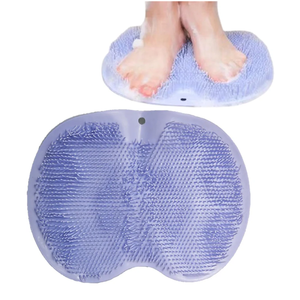 YVPSI Shower Foot & Back Scrubber, Wall Mounted Massage Pad, Silicone Bath Massage Cushion Brush with Suction Cups for Body Scrubber Improve Foot Circulation & Soothes Tired Feet (Blue)