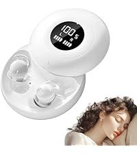 sunvito Sleep Earbuds Bluetooth 6.0, Mini Invisible Silicone Sleep Earbuds for Side Sleepers, Noise Blocking Sleeping Headphones, Hidden Earbuds with LED Display for Small Ears, Sleep & Relax (White)
