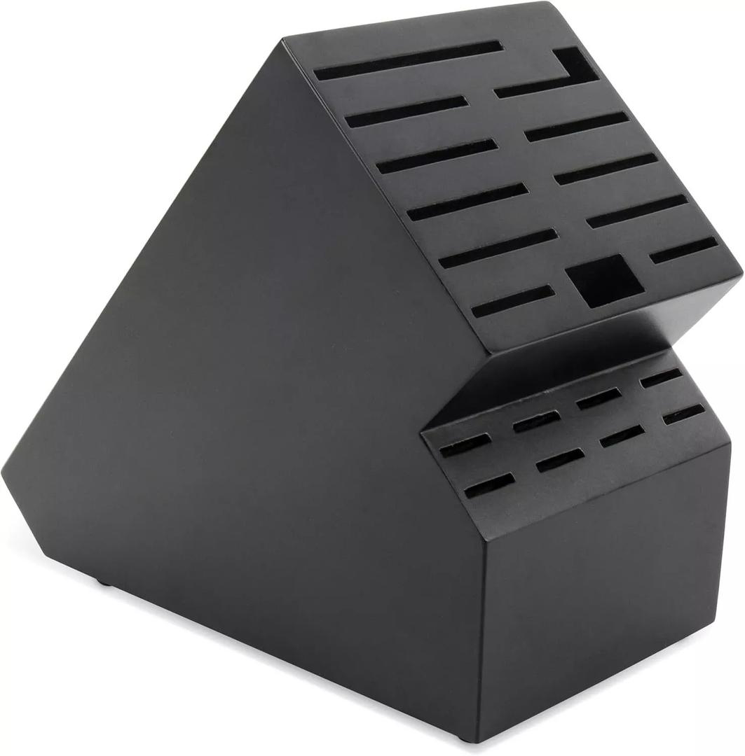 20 Slot Knife Block Storage Without Knives, Universal Acacia Wood Knife Holder for Kitchen Countertop, Large Butcher Block Organizer, Easy Storage of Knives, Black