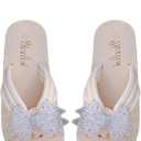 GORGLITTER Women's Bow Rhinestone Flip Flops Thong Open Toe Cute Wedge Sandals (11)