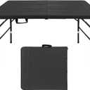 Folding Table, 4FT/6 FT Foldable Table with Carrying Handle, Steel Legs Heavy Duty Portable Utility Table for Party, Dining, Wedding, Events, Picnic Indoor, Outdoor, Camping