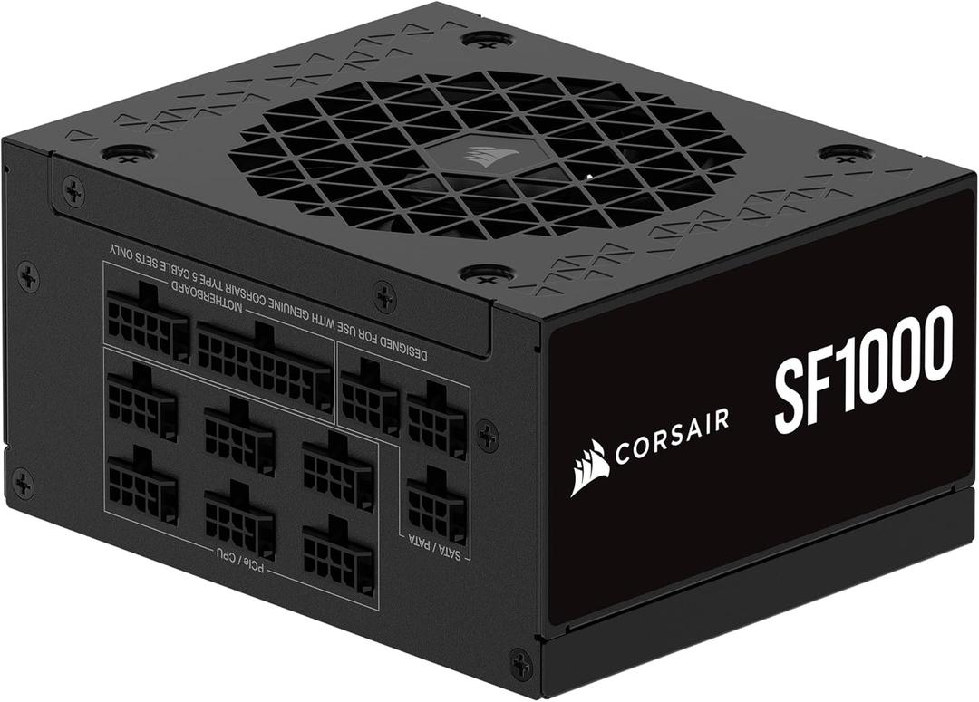 CORSAIR SF1000 (2024) Fully Modular SFX Low Noise 80 Plus Platinum Power Supply  ATX 3.1 Compliant  PCIe 5.1 Ready  Small Form Factor  SFX-to-ATX Bracket Included  Black