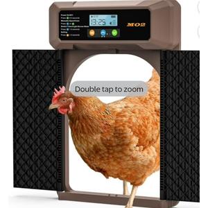 Automatic Chicken Coop Door Solar Powered with Single-Direction Double Door, LCD Screen Electric Chicken Door with 4 Open Mode of Timer, Light Sensor, Remote Control, Manual, Rechargeable Poultry Door
