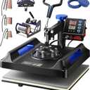 VEVOR 8 in 1 Heat Press Machine 15x15 Inch, 360° Swing Away Shirt Press Machine - Digital Professional Heat Transfer Tshirt Press Machine, Sublimation Heat Press for T Shirts Hat Cap Mug Plate Blue