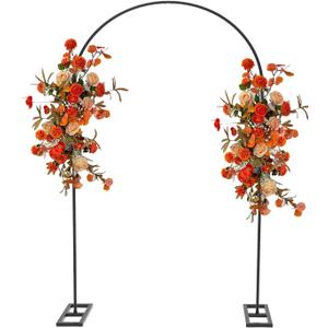 Queension Arch Backdrop Stand 7.2FT, Metal Wedding Arch Stand with Base for Ceremony, Balloon Arched Backdrop Frame with Screws for Birthday Party Baby Shower Celebration Decorations, Black