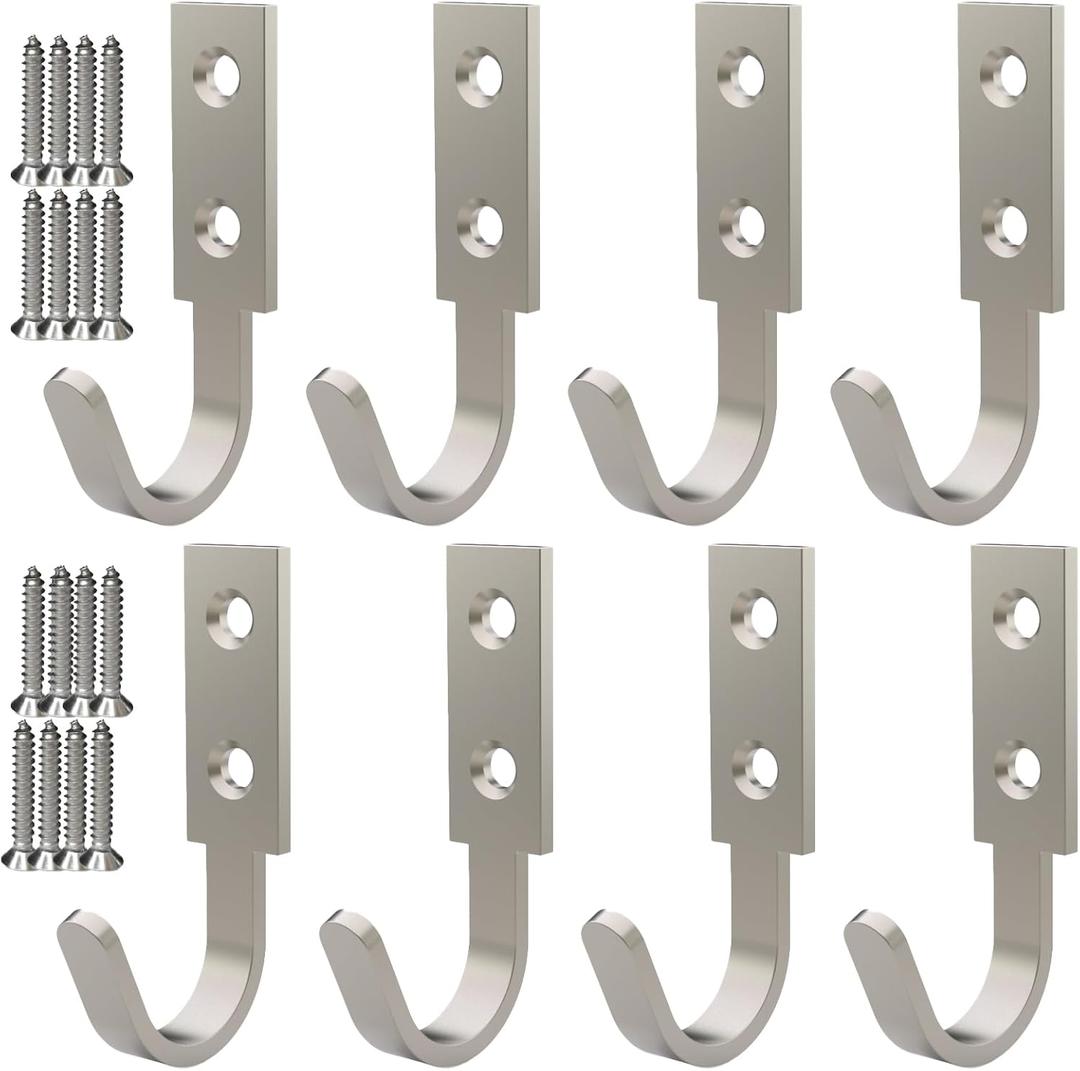 Hooks for Hanging Stainless Steel Heavy Duty Coat Hook Wall Hooks Robe Hanger Hooks Hanging Hat Key Holder for Towel, Bag Indoor Outdoor (Silver)