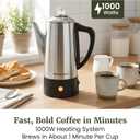 Elite Gourmet 6-Cup Electric Coffee Percolator Stainless Steel, Fast Brewing, Keep Warm with Auto Shut-Off, Clear Brew Progress Knob, Cordless Serving Base, Reusable Filter, 1000W