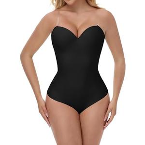 SHAPESHE Thong Shapewear Bodysuit for Women Faja Body Shaper Seamless Tummy Control Body Suit with Built In Bra XXL