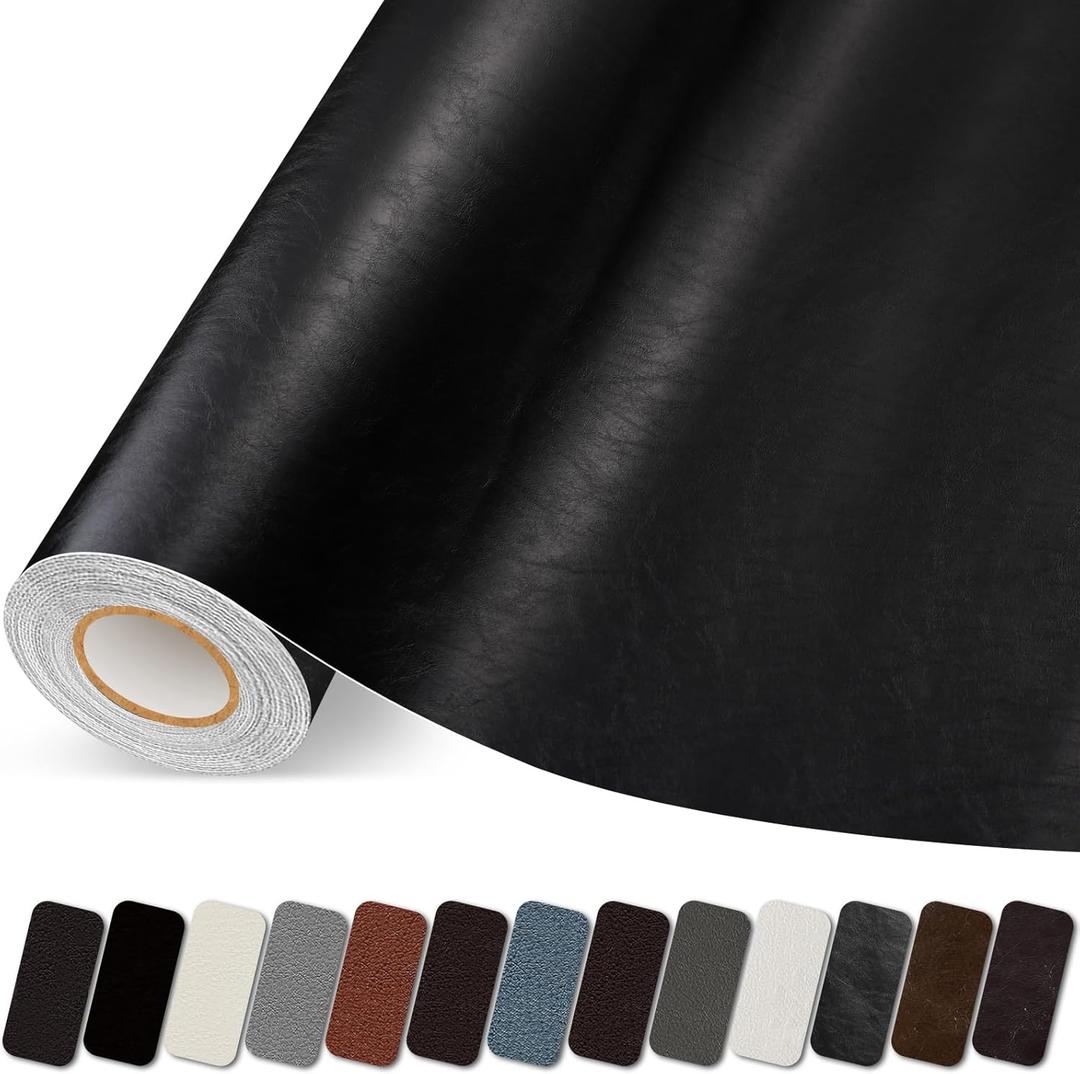Leather Repair Patch, 17X79 Inch Self Adhesive Leather Repair Tape, Large Vinyl Patch Kit for Couches, Sofa, Furniture, Car Seats, Office Chairs, Cabinets, HandbagsBlack, 17X79 Inch