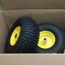 2PCS 15x6.00-6 Lawn Mower Tires, 4 Ply Tubeless 15x6-6 Front Tire Assembly Replacement for Craftsman/John Deere/Cub Cadet Riding Mowers,570lbs Capacity,3" Offset Hub,3/4" Bushing