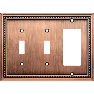 Henne Bery Sunken Pearls Heavy Duty Decorative Wall Plate Switch Plate Outlet Cover (Double Toggle/Single Decorator, Antique Copper)