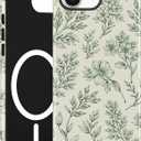 Magnetic Flower Case for iPhone 16 Pro Max, Green | Compatible with MagSafe, Cute Floral Aesthetic Design, TPU and PC Shockproof Protective Phone Cover for Women Girls