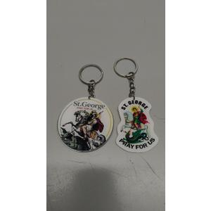 (2 PCS) St. George Keychain - Patron Saint of Courage and Protection. Crafted From Durable, Transparent Acrylic to Inspire Strength, Bravery and Unwavering Faith in Every Battle 2 Inches