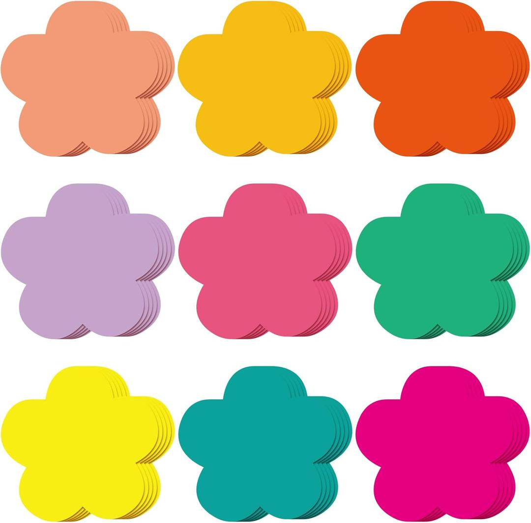 Geyee 108 Pcs Colorful 5.5 Inch Flower Cutouts Paper Spring Summer Bulletin Board Decorations Flowers Die Cut for Crafts DIY Teachers School Office Chalkboard Wall Decor