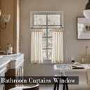 LIMON HOME Beige Striped Linen Kitchen Curtains 30" W x 24" L Pinch Pleat Cafe Curtains 1 Panels