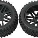OD 88mm/3.46"12mm Hex Wheel Rims Rubber Tires with Sponge Replacement for 1/10 RC Off-Road Buggy Car,Black