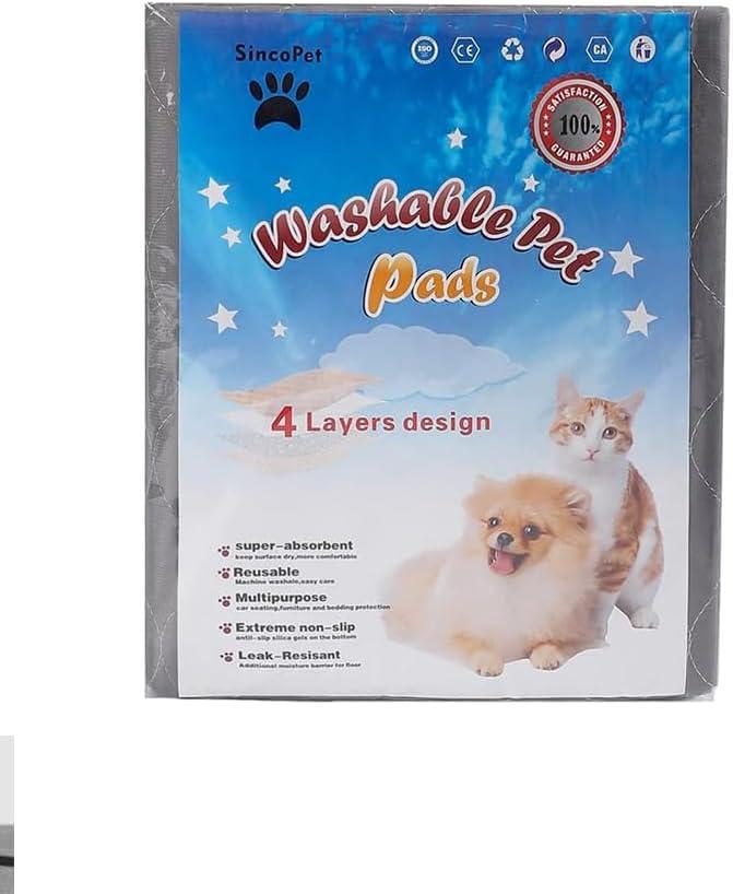 SincoPet Washable Pee Pads for Dogs + Free Puppy Grooming Gloves/Quilted, Fast Absorbing Machine Washable Dog Whelping Pad/Waterproof Puppy Training Pad/Housebreaking Absorption Pads (24x36 Inch (Pack of 4))