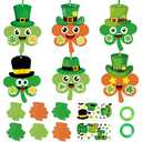 PAIVSUN 24Pcs St. Patrick's Day Craft for Kids, DIY Shamrock Art Craft Kits, St Patricks Day Make Your Own Shamrock Paper Craft Set for Home Classroom Irish Party Activities