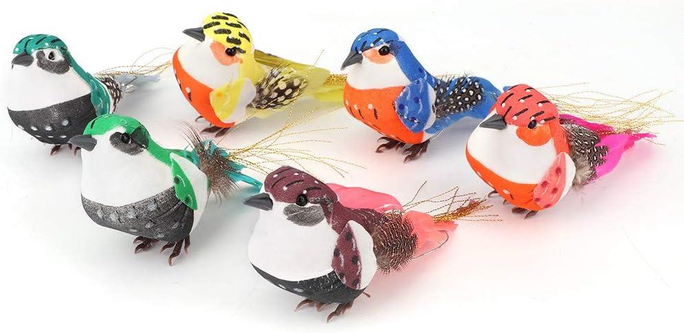 PAREKS Artificial Feathered Birds, 12pcs Artificial Bird Colorful Simulation Foam Birds Christmas Decorations Small Bird Figurine for Home Indoor Outdoor Garden Wedding Christmas Tree Ornament/764