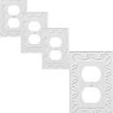 Single Duplex Outlet Cover Plate, 4-Pack White NovaBloom Metal Wall Plate 1 Gang, Light Switch Cover, for Receptacle Light Switch, Switch Cover Decorative Wallplate, Durable