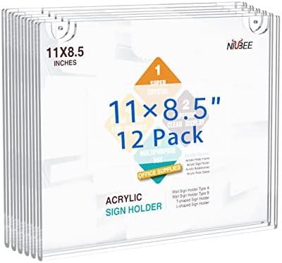 EhWine12-Packs Acrylic Wall Sign Holder 8.5x11 Horizontal, Clear Plastic Picture Frames , Wall Mounted Design.