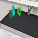 Waterproof Under Sink Mat, 28" x 19" Silicone Under Sink Mats for Kitchen, Under Kitchen Sink Mats and Protector Mat, Sink Cabinet Protector Mats for Bathroom, Black