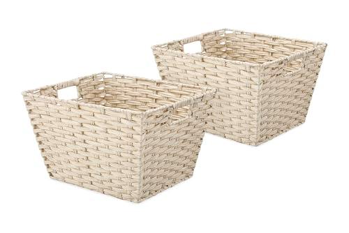 Whitmor Split Rattique Small Tote, Set of 2, Linen