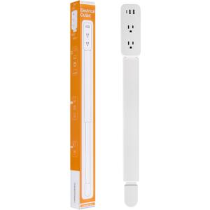 Electrical Outlet Extender Stick - Features USB-A, USB-C and 2 AC Outlets, Extends 22"-34", Rotates 180° Access Hard-to-Reach Outlets, Wall Plug Power Socket Expander Nightstands, Sofa, Desks and More