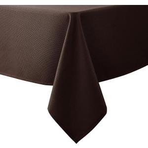 Biscaynebay Textured Fabric Tablecloths 60x84 Inches Rectangular, Brown Water Resistant Tablecloths for Dining, Kitchen, Wedding and Parties etc. Machine Washable