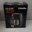 Mueller 12-Cup Drip Coffee Maker - Borosilicate Carafe, Auto-Off, Reusable Filter, Anti-Drip, Keep-Warm Function, Clear Water Level Window Coffee Machine, Kitchen Essentials & Accessories (Black)