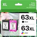 Remanufactured 63XL Ink Cartridge Replacement for HP Officejet 3830 4650 4652 4655 5200 5255, Black, Tri-color, 2-Pack