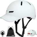 Bike Helmet Adult Men/Women-USB Rechargeable Rear Light CPSC/ASTM Certified 2 Removable Liners Adjustable Lightweight Baseball Cap Style for Youth Road&Mountain Biking Skating Scooter (XL(23.2-24.8in/59-63cm), Matte White)